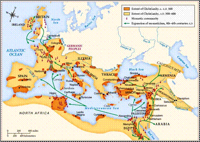 map-Spread of Christianity-300-600