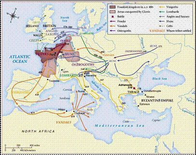 map-Germanic Invasions of Rome-4c-5c