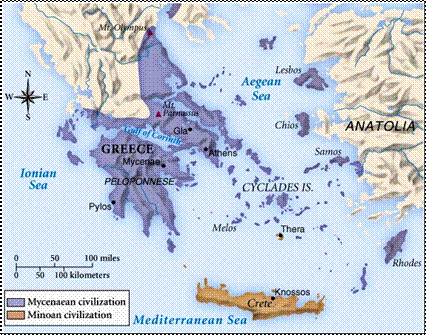 map-Mycenaean & Minoan Civilizations