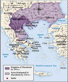 map-Macedonia Under Philip II