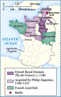 map-France Under Philip Augustus